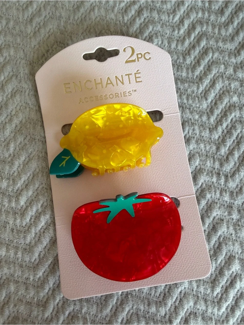 Enchanté Fruit Hair Claw Clip Set Lemon Tomato Acrylic 2PC Cute Kawaii Y2K